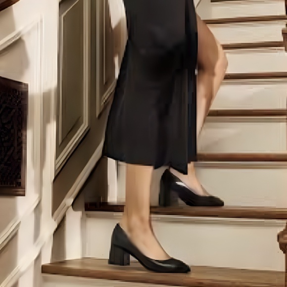 NWB Stuart Weitzman Linsi 75 Block Heel Classic Black Leather Pumps Black… - Picture 2 of 8